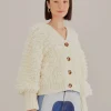  OFF-WHITE TEXTURED V NECK CARDIGAN