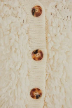  OFF-WHITE TEXTURED V NECK CARDIGAN