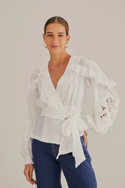  OFF-WHITE V NECK BLOUSE