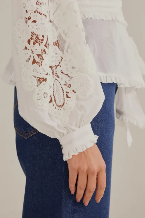  OFF-WHITE V NECK BLOUSE