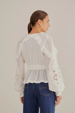  OFF-WHITE V NECK BLOUSE