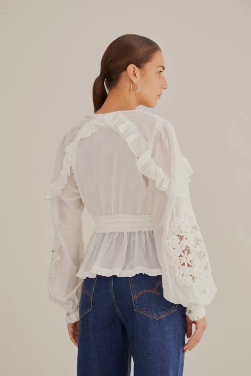  OFF-WHITE V NECK BLOUSE
