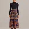  ORANGE AINIKA TAPESTRY MIDI SKIRT