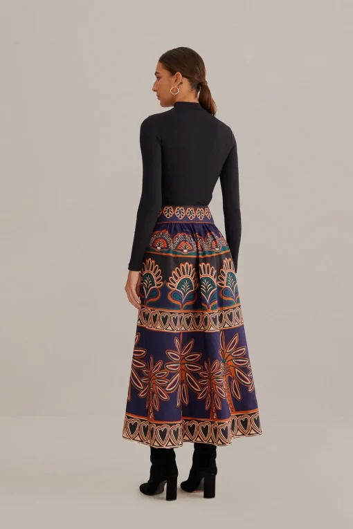  ORANGE AINIKA TAPESTRY MIDI SKIRT