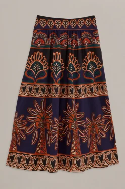  ORANGE AINIKA TAPESTRY MIDI SKIRT