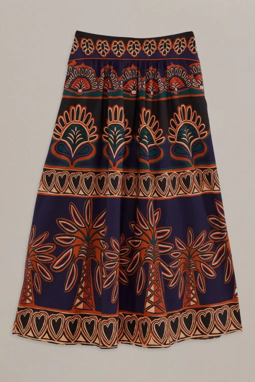  ORANGE AINIKA TAPESTRY MIDI SKIRT