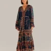  ORANGE AINIKA TAPESTRY SLIT MAXI DRESS