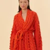  ORANGE BRAIDED KNIT CARDIGAN