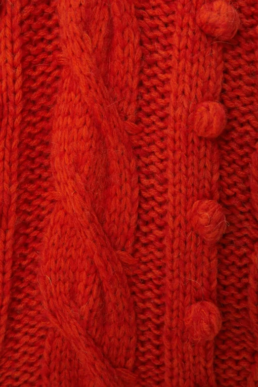  ORANGE BRAIDED KNIT CARDIGAN