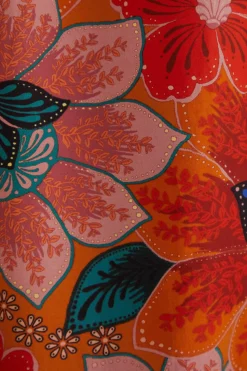  ORANGE MARIAS FLORAL CUT-OUT MIDI DRESS