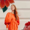  ORANGE OPEN BACK MINI DRESS