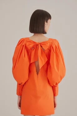  ORANGE OPEN BACK MINI DRESS