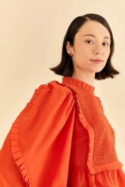  ORANGE SMOCKED BLOUSE