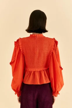  ORANGE SMOCKED BLOUSE