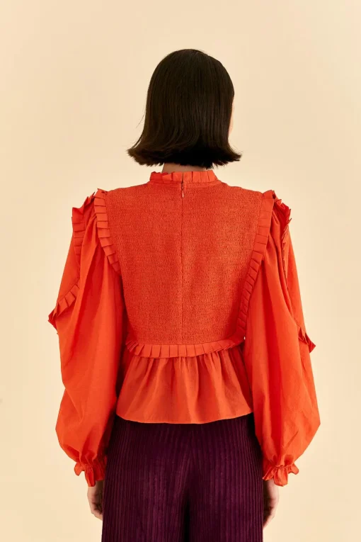  ORANGE SMOCKED BLOUSE