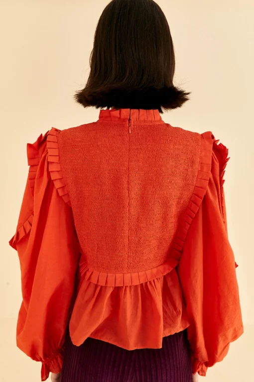  ORANGE SMOCKED BLOUSE