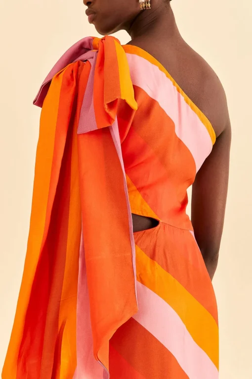  PARTY STRIPES MULTICOLOR ONE SHOULDER MAXI DRESS
