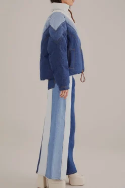  PATCHWORK DENIM WIDE PANTS