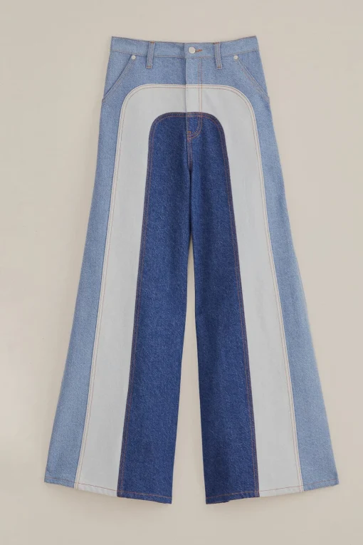  PATCHWORK DENIM WIDE PANTS