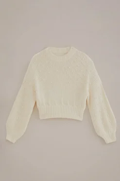  PEARL EMBROIDERED BUBBLE SWEATER