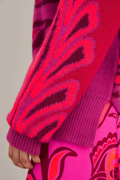  PINK BOLD FLORAL KNIT SWEATER