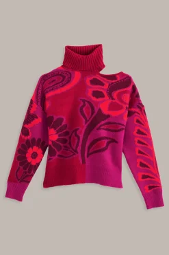  PINK BOLD FLORAL KNIT SWEATER