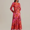  PINK BOLD FLORAL LONG SLEEVE MAXI DRESS