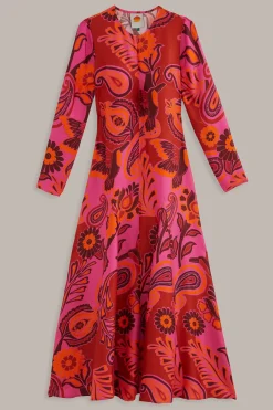  PINK BOLD FLORAL LONG SLEEVE MAXI DRESS