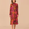  PINK CROCO LENZING™ ECOVERO™ VISCOSE SLIT MIDI DRESS