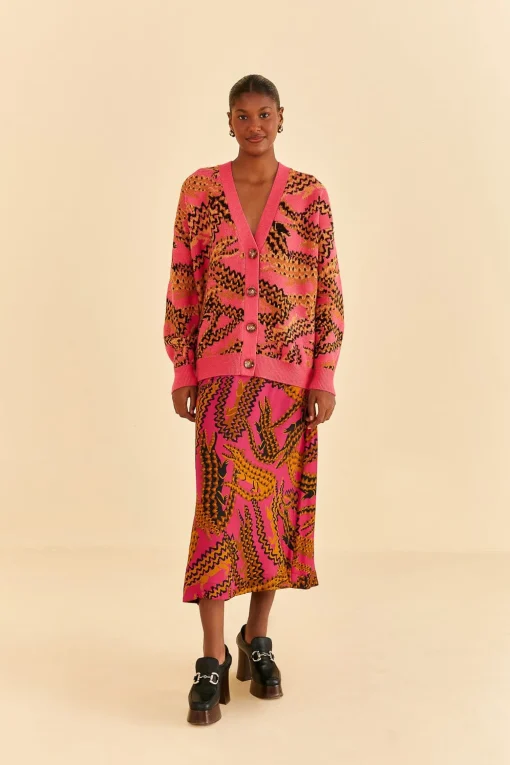  PINK CROCO MIDI SKIRT