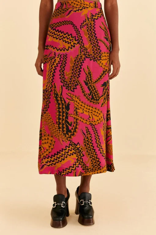  PINK CROCO MIDI SKIRT