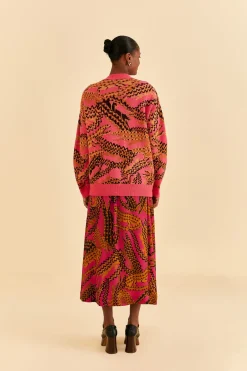  PINK CROCO MIDI SKIRT