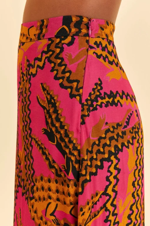  PINK CROCO MIDI SKIRT