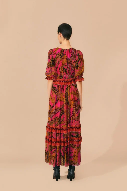 PINK CROCO SHORT SLEEVE MAXI DRESS