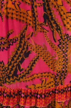  PINK CROCO SHORT SLEEVE MAXI DRESS