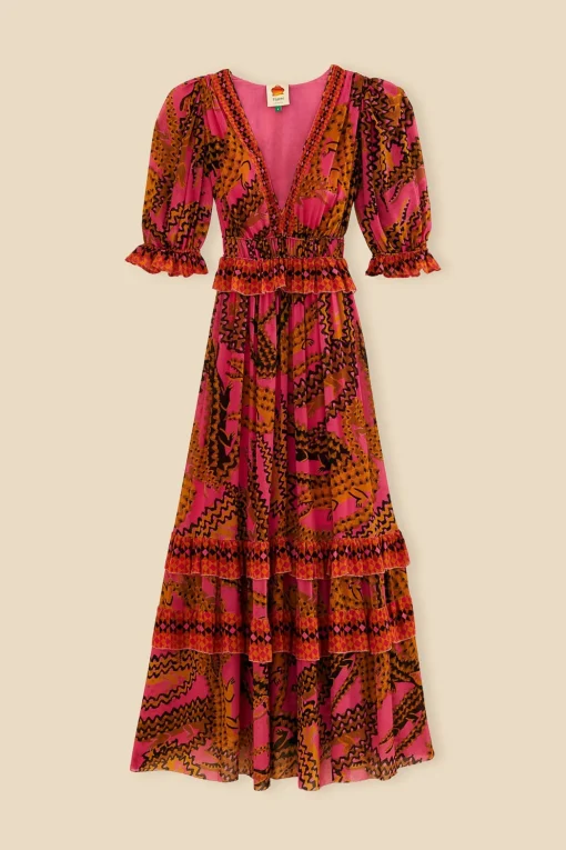  PINK CROCO SHORT SLEEVE MAXI DRESS