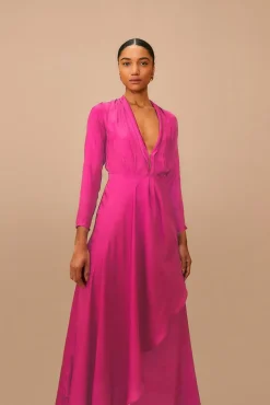  PINK LONG SLEEVE MAXI DRESS