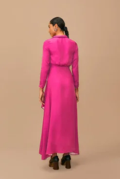  PINK LONG SLEEVE MAXI DRESS
