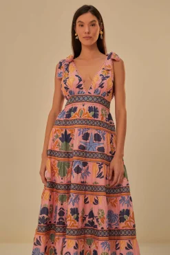  PINK SEASHELL TAPESTRY MIDI DRESS