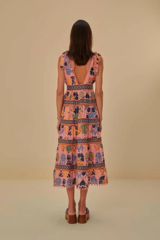  PINK SEASHELL TAPESTRY MIDI DRESS