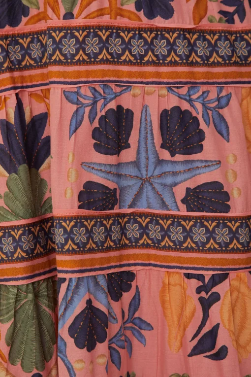  PINK SEASHELL TAPESTRY MIDI DRESS