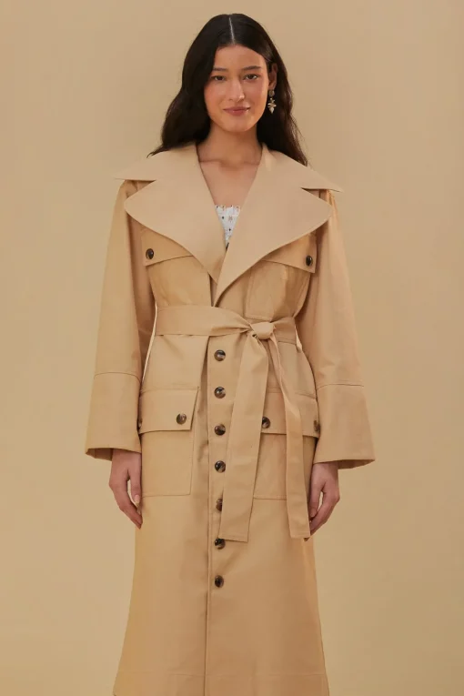  POCKETS OVER NUDE TRENCH COAT