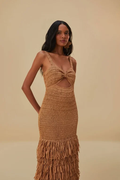  RAFFIA CUT-OUT MIDI DRESS