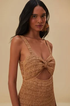  RAFFIA CUT-OUT MIDI DRESS