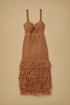  RAFFIA CUT-OUT MIDI DRESS