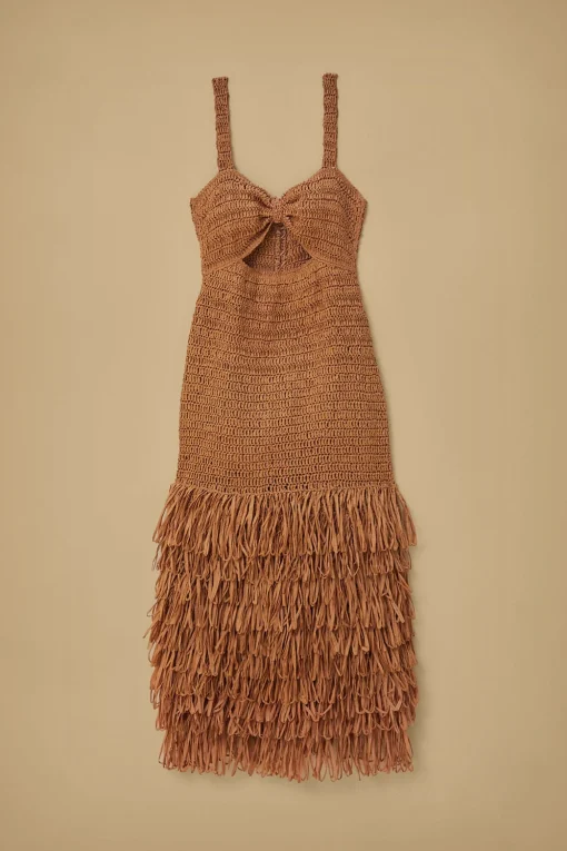  RAFFIA CUT-OUT MIDI DRESS