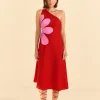  RED CUT-OUT FLOWER DRESS