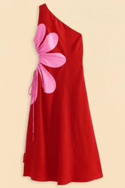  RED CUT-OUT FLOWER DRESS