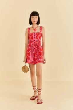  RED JUNGLE SCARF ROMPER