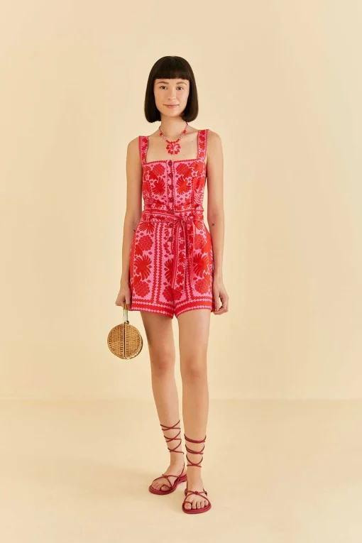  RED JUNGLE SCARF ROMPER